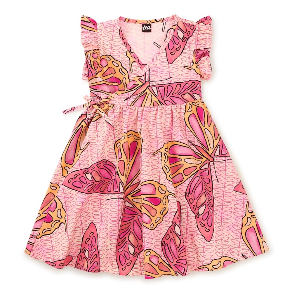 NWT Tea Collection Full Sweep Wrap Dress in Batik Butterfly Size 3